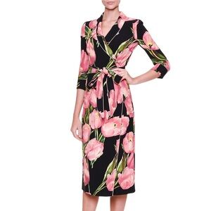 DOLCE & GABBANA Tulip Print wrap  long sleeve dress New With Tags Size 38